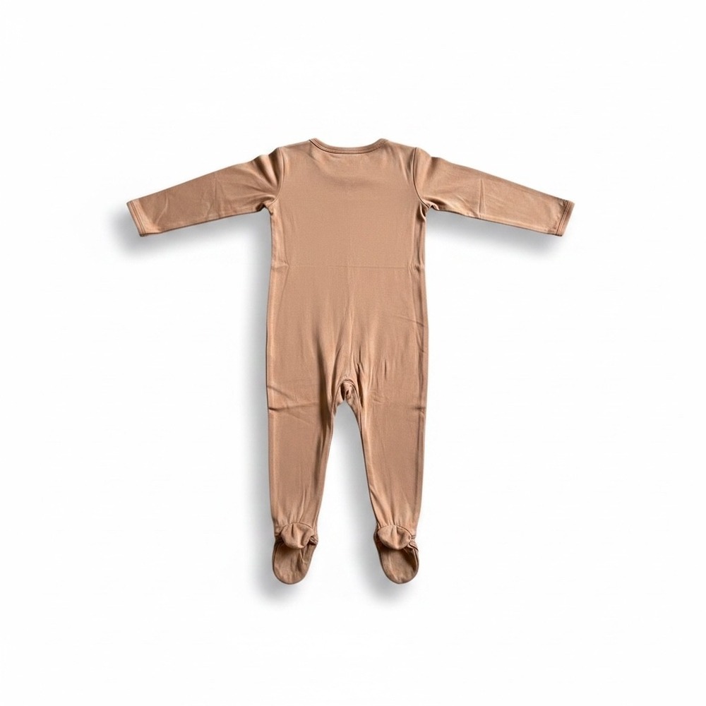 Bubble Baby Bamboo Footed Sleeper Tan Snug Fit Snap Up Pajamas 4T - Picture 2 of 4